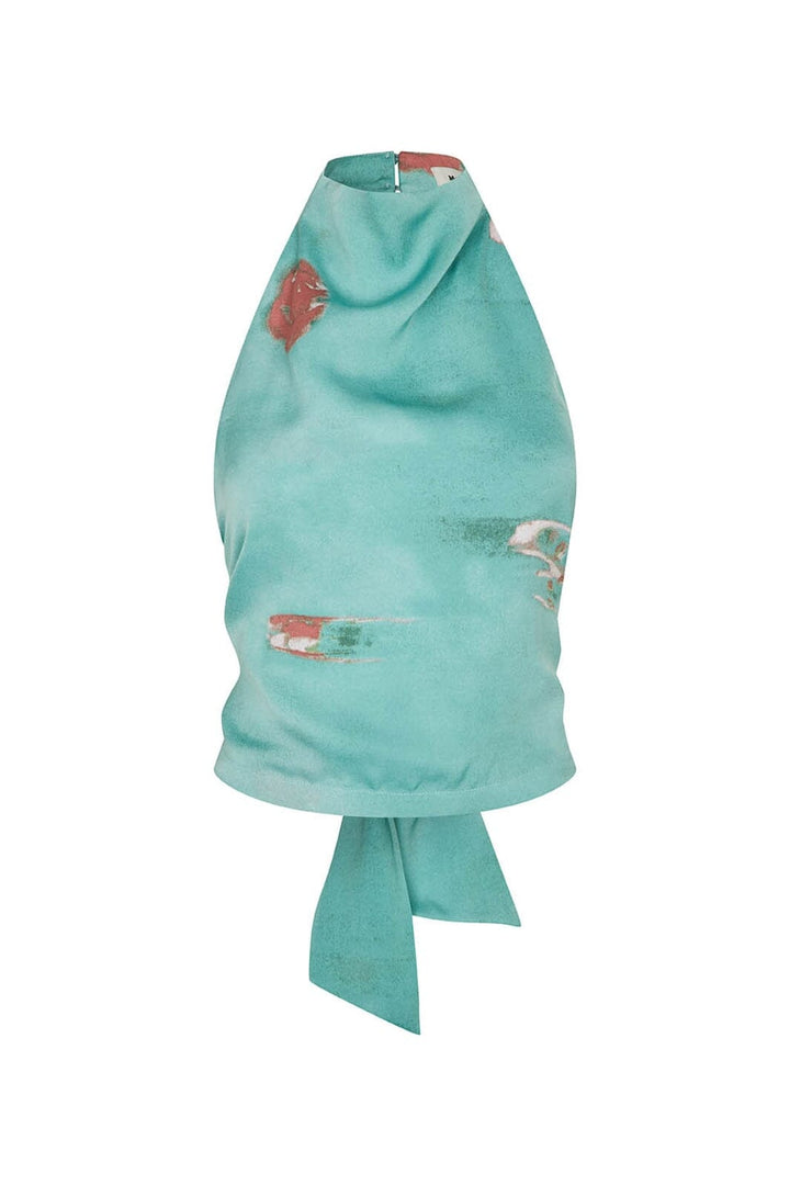 Modström - Carinamd Print Top 59432 - 11631 - Aqua Flower
