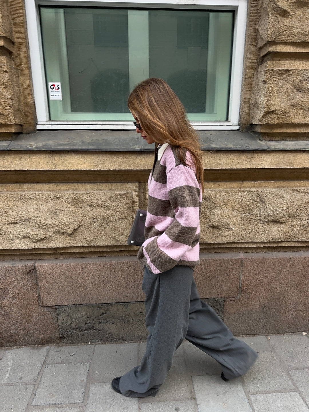 Modström - Pelhammd Stripe Polo 58613 - 12038 - Lilac Chocolate Stripe Strikbluser 