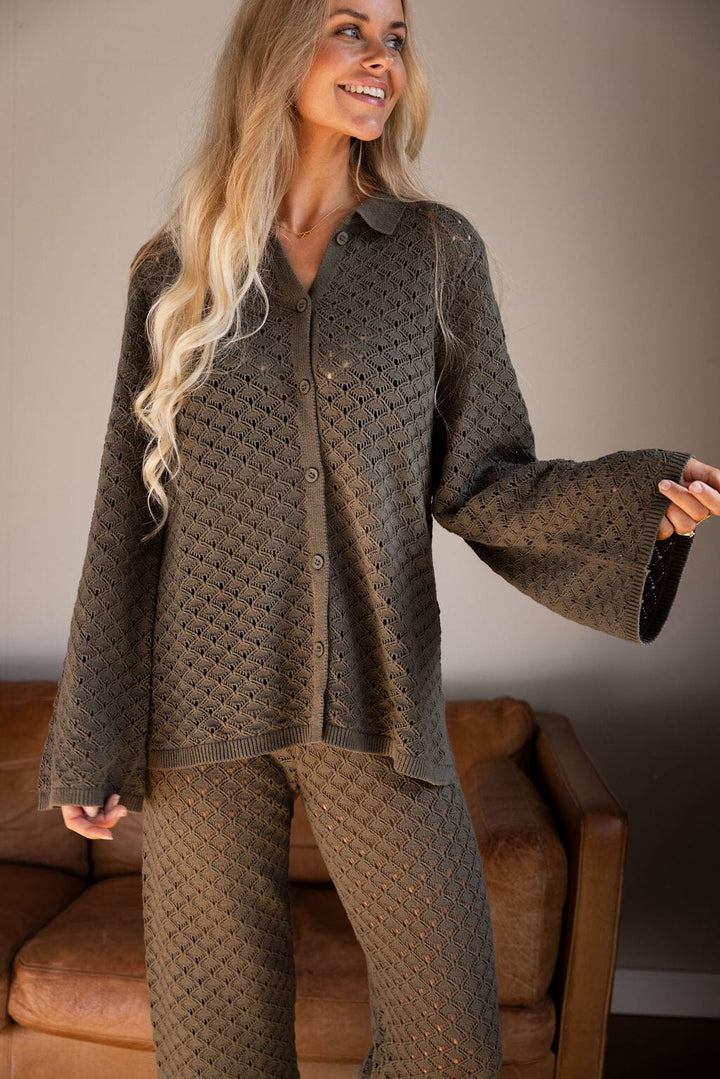 Molly&My x Julie Elgaard - Elina Knit Blouse 167102 - 176 - Khaki Bluser 