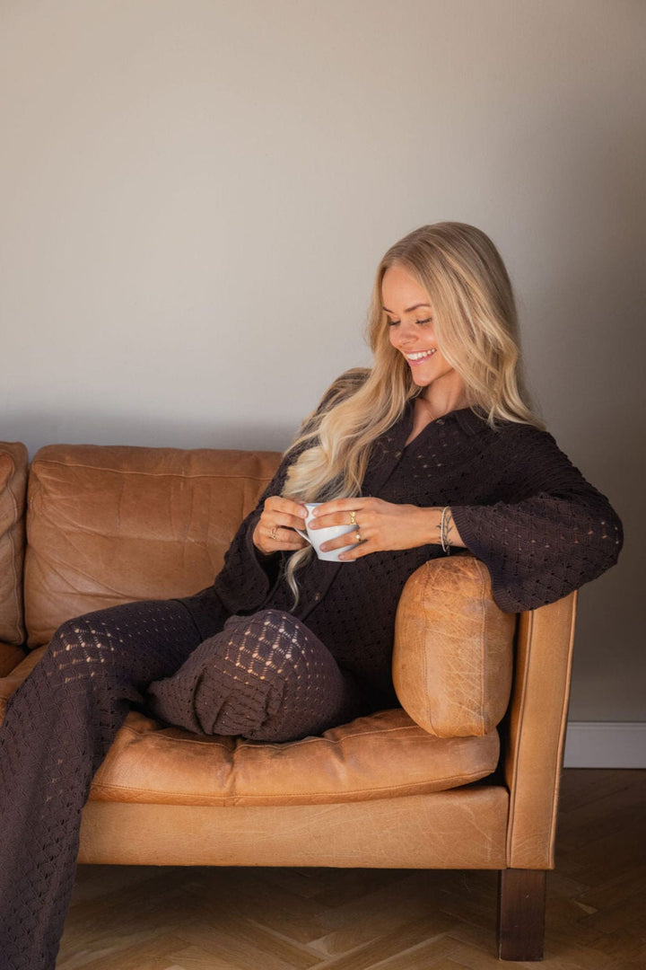 Molly&My x Julie Elgaard - Elina Knit Blouse 167102 - 676 - Dark Brown Bluser 