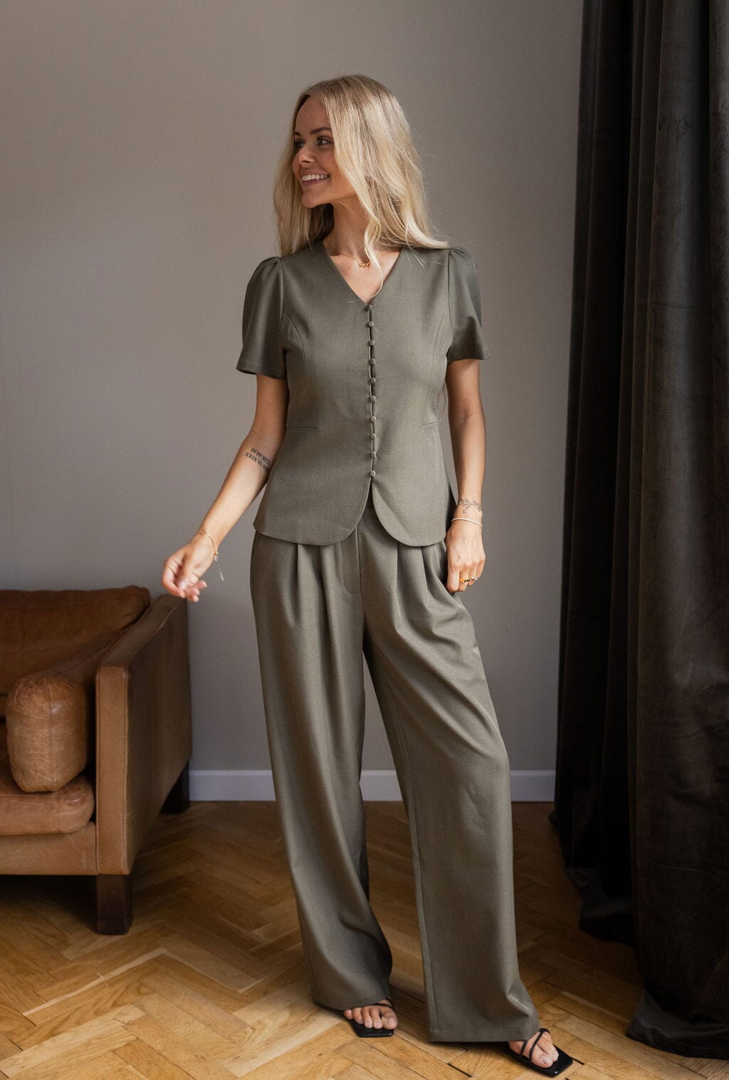 Molly&My x Julie Elgaard - Vera Structure Blouse 167104 - 176 - Khaki Bluser 