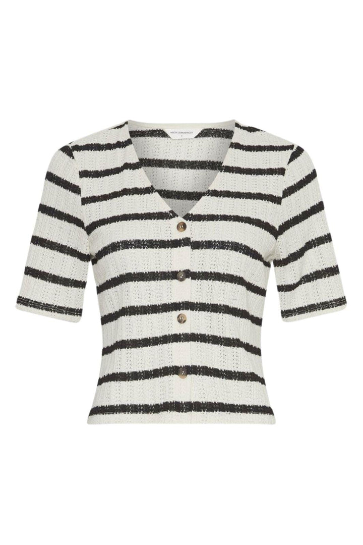 Forudbestilling - Moss Copenhagen - Mschkenja 2/4 Top Stp 19105 - Turtledove Blk Toppe 