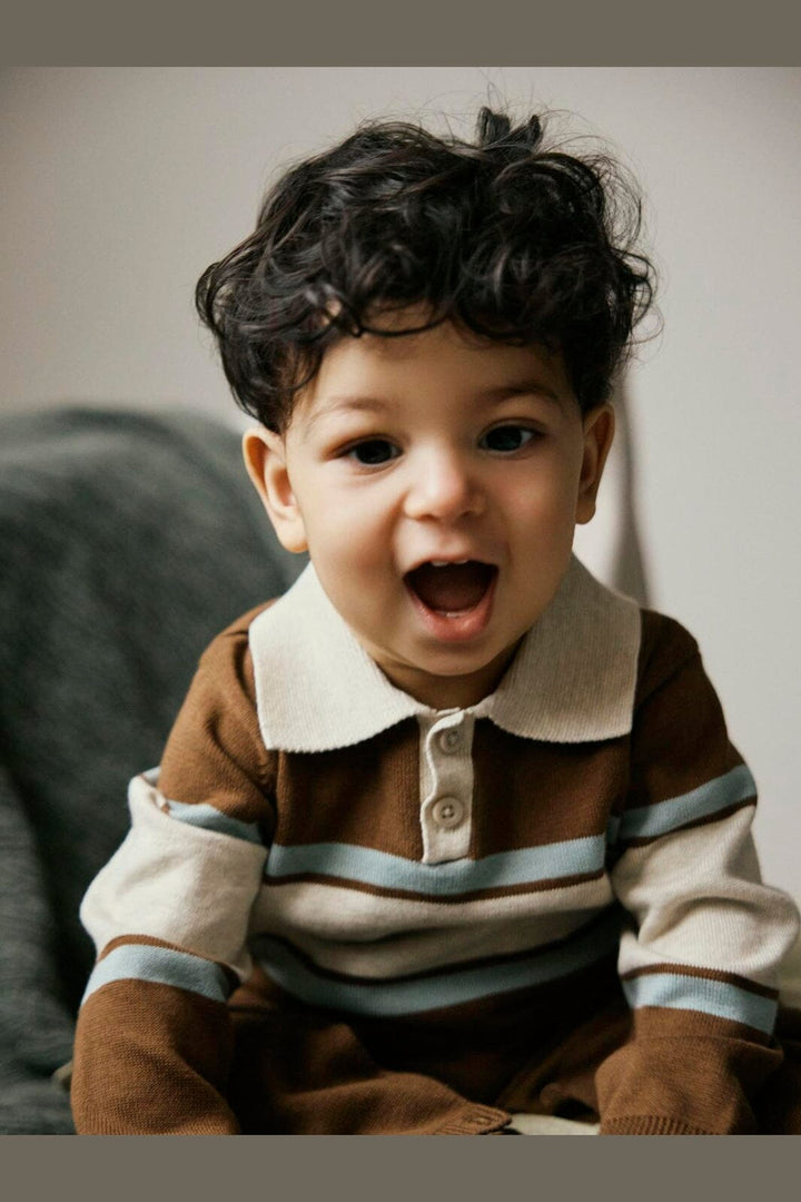 Name It - Nbmral Ls Knit Polo Suit - 5115226 Sepia