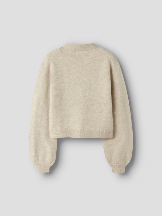 Name It - Nkfrina Ls Knit Card - 4948506 Cement Black Bow Cardigans 