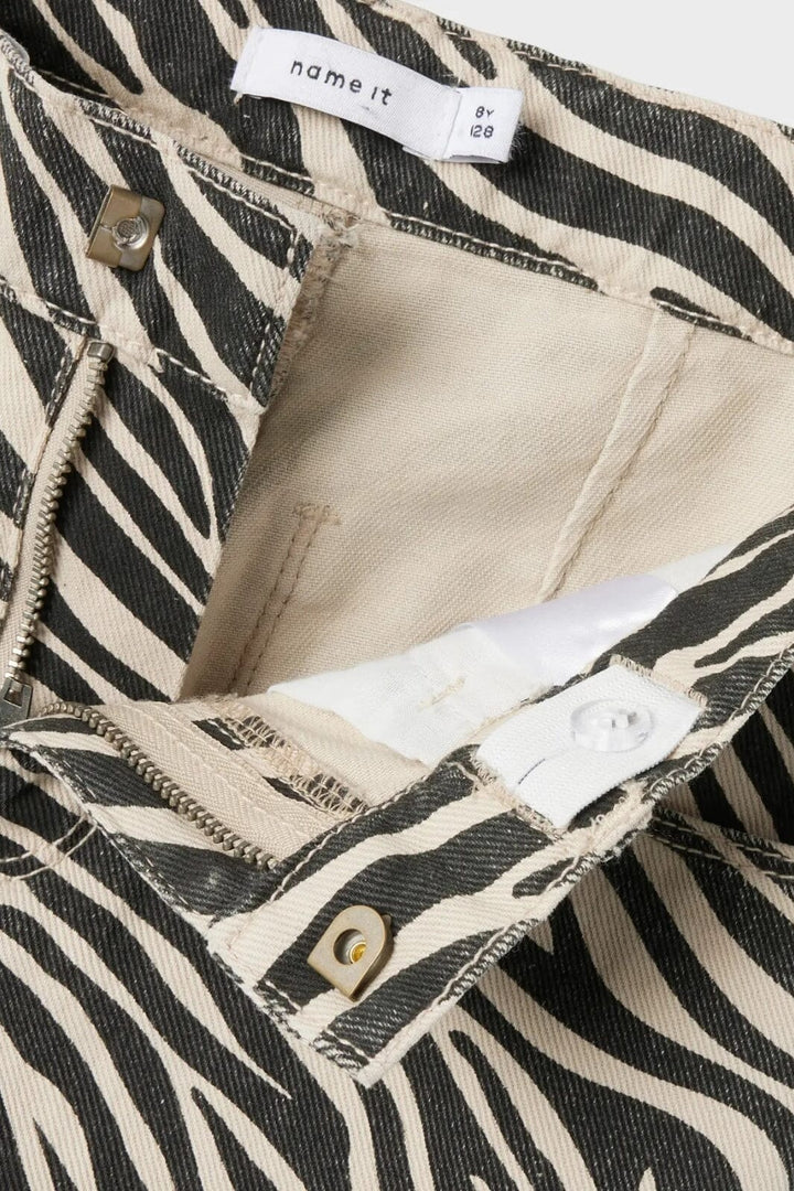 Name It - Nkfrose Wide Twill Pant 4003-Td D - 4804606 Cement Black Zebra