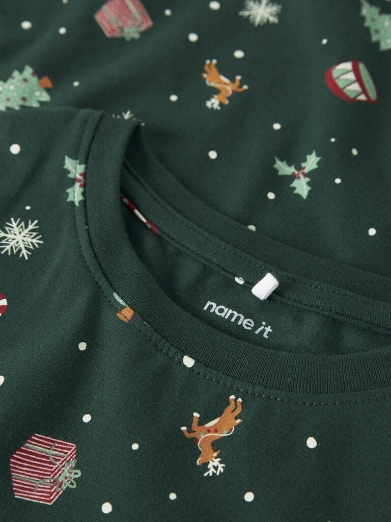 Name It - Nknvismas Ls Nightset - 4918935 Botanical Garden Xmas Aop Nattøj 