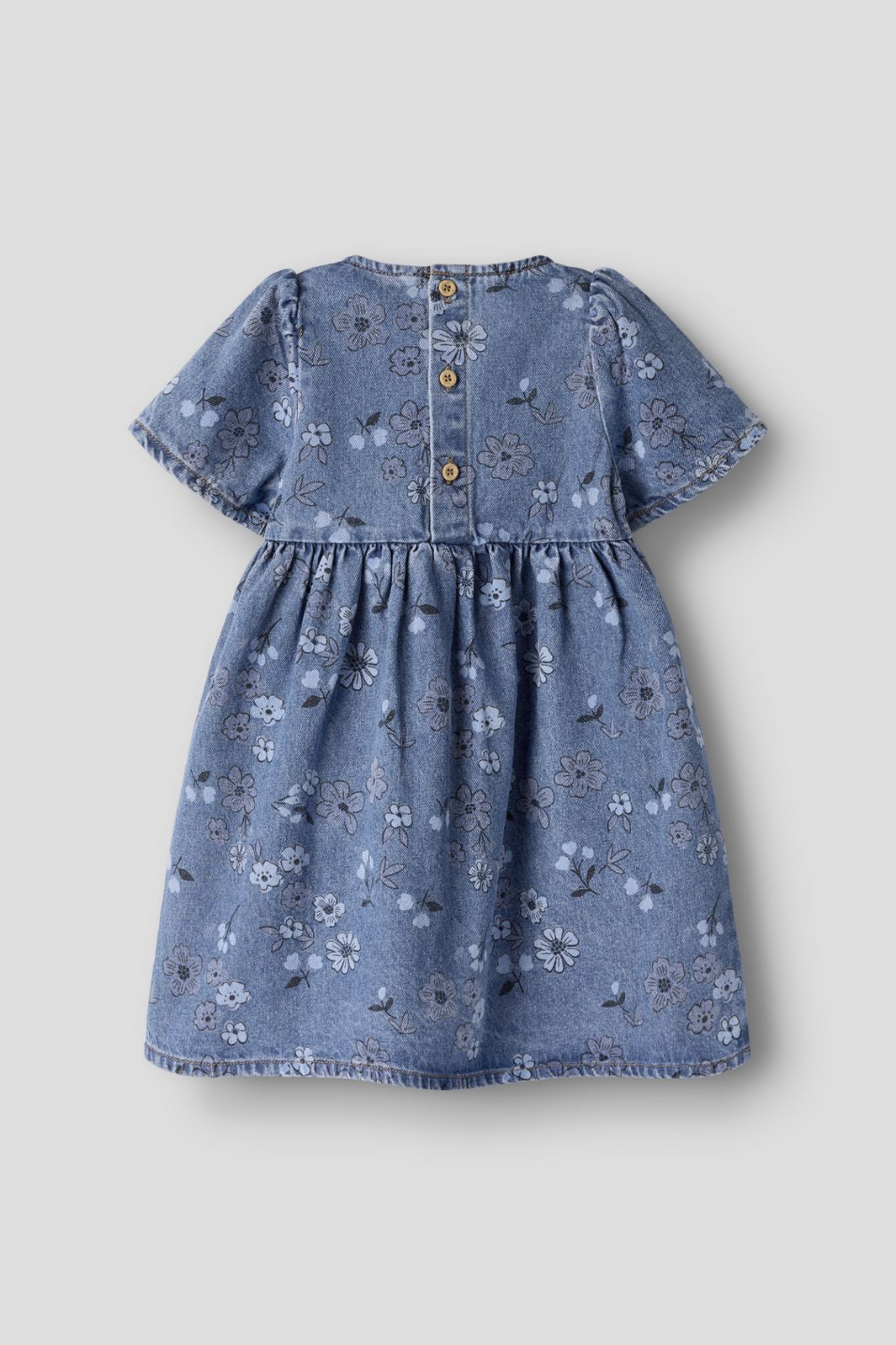 Name It - Nmfanna Ss Loose Dress 2633-Im - 5101306 Medium Blue Denim Flower