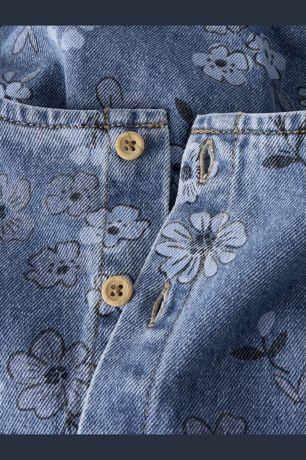 Name It - Nmfanna Ss Loose Dress 2633-Im - 5101306 Medium Blue Denim Flower