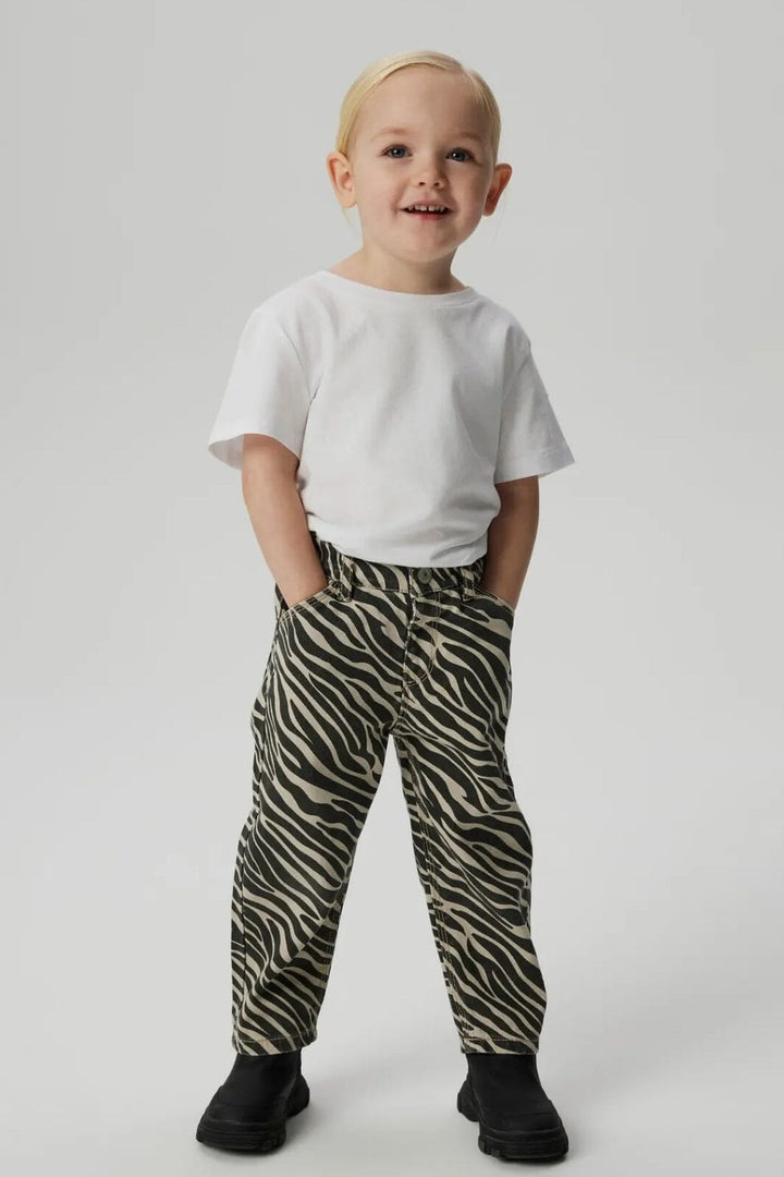 Name It - Nmfbella Twill Pant 4003-Td D - 4804530 Cement Black Zebra
