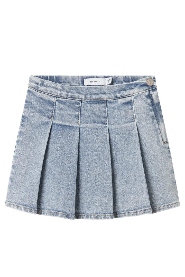 Name It - Nmfdebi Short Pleat Skirt 4064-Ft - 4764378 Light Blue Denim