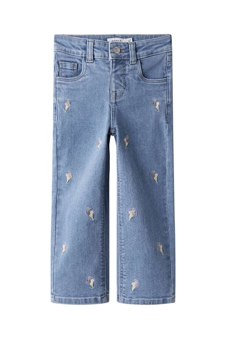 Name It - Nmfrose Straight Emb Jeans 1017-Fr - 4855041 Light Blue Denim Ice Cream Emb