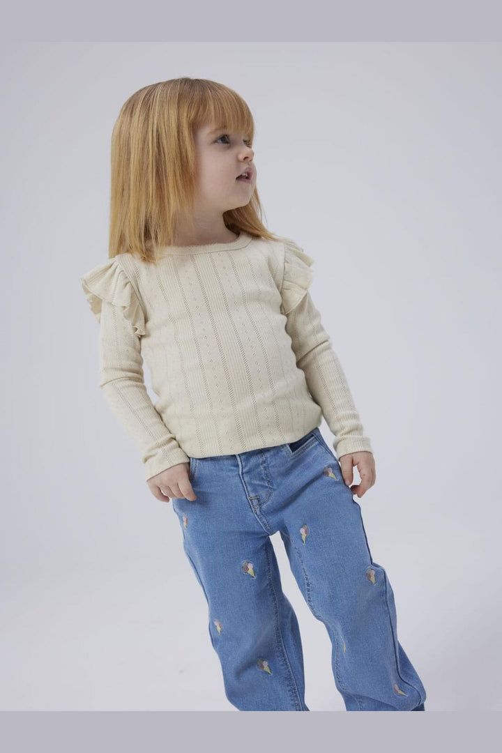 Name It - Nmfrose Straight Emb Jeans 1017-Fr - 4855041 Light Blue Denim Ice Cream Emb