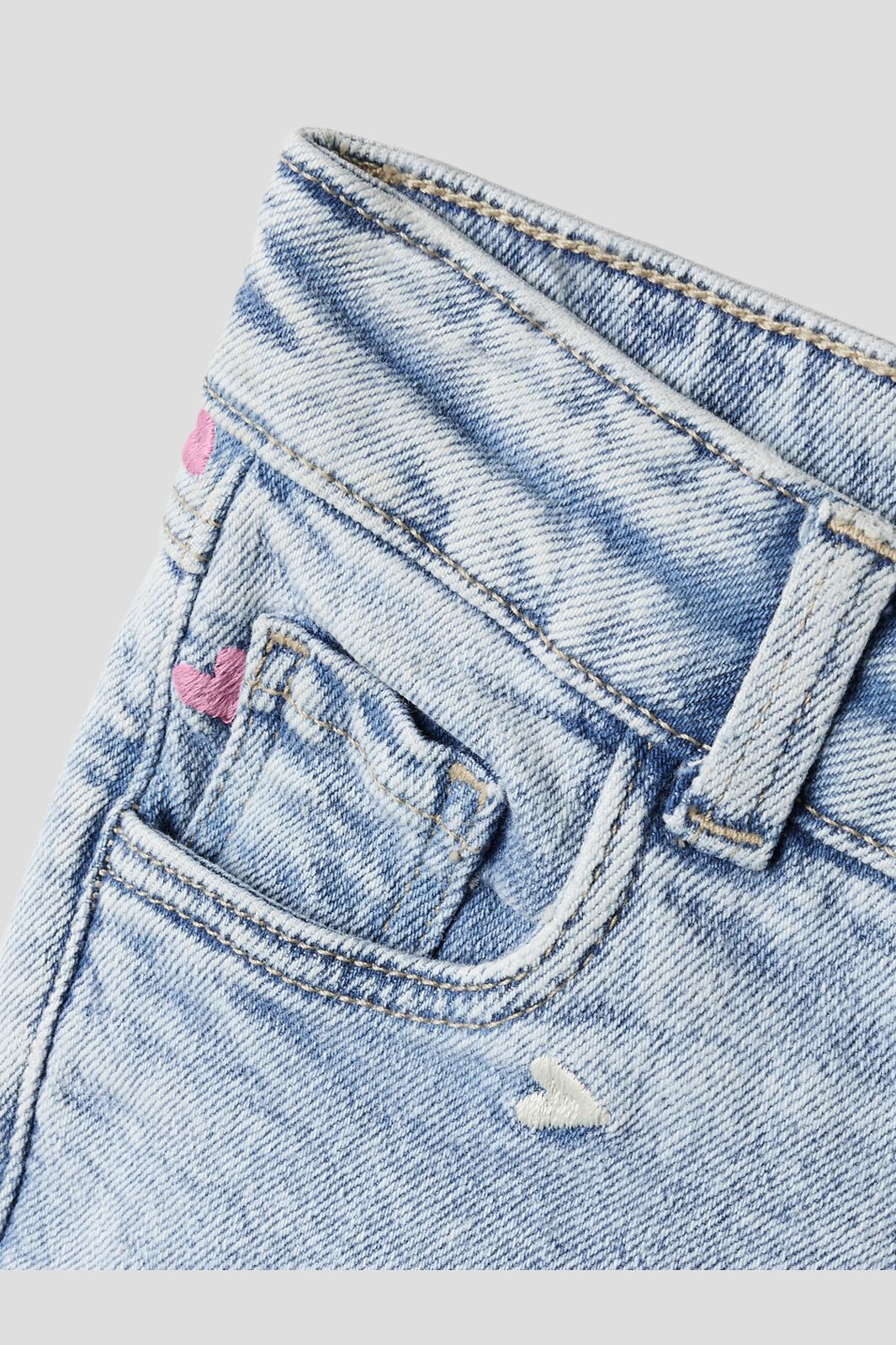 Name It - Nmfrose Wide Emb Jeans 2633-Fr - 4893807 Light Blue Bleached Denim