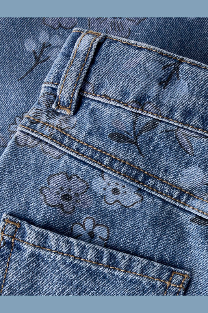 Name It - Nmfrose Wide Jeans 2633-Im - 5082409 Medium Blue Denim Flower