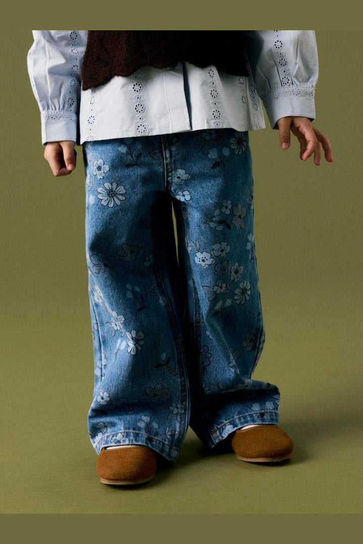 Name It - Nmfrose Wide Jeans 2633-Im - 5082409 Medium Blue Denim Flower