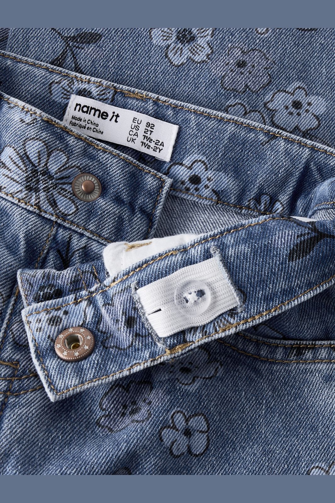 Name It - Nmfrose Wide Jeans 2633-Im - 5082409 Medium Blue Denim Flower