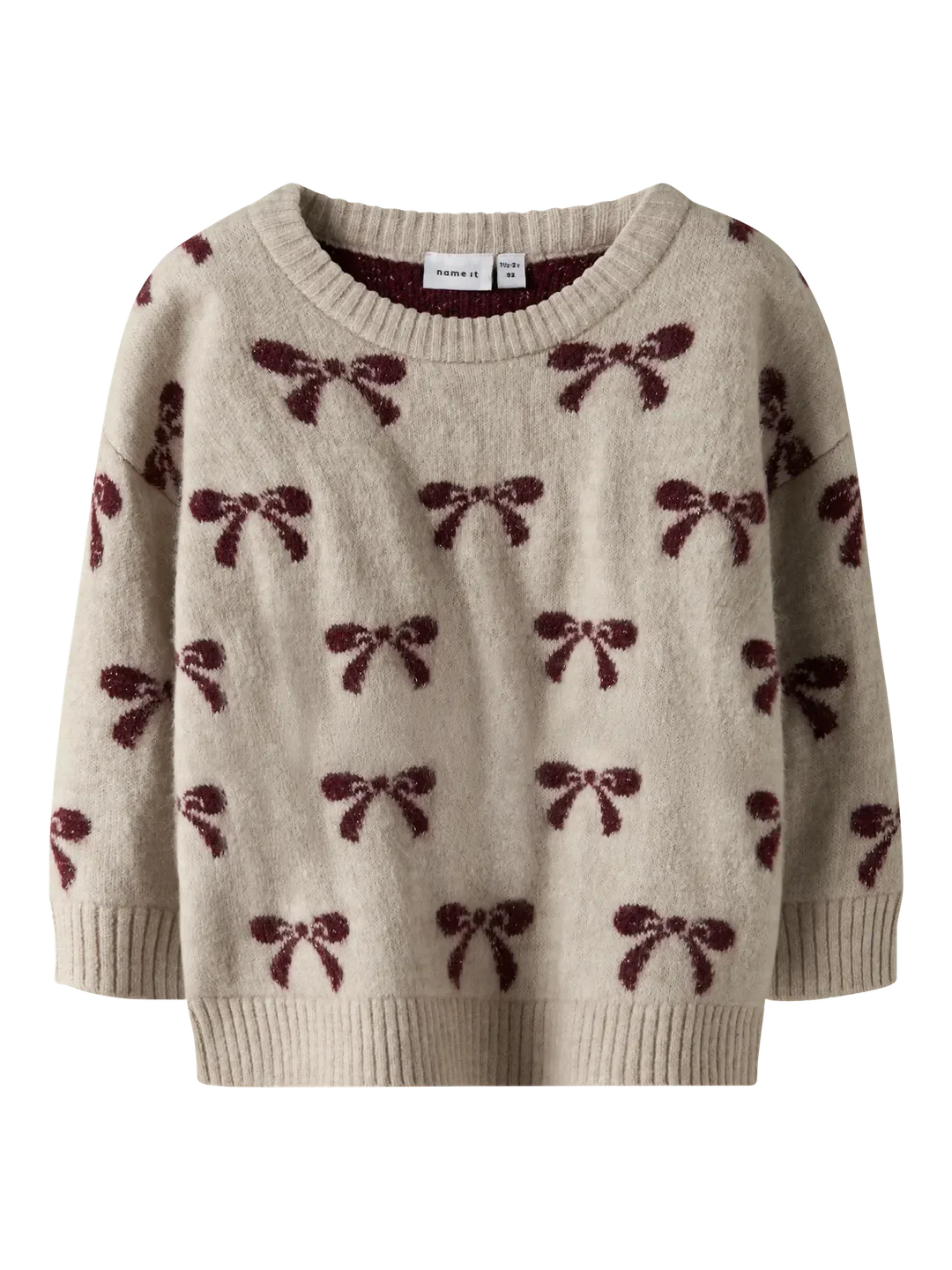 Name It - Nmfsenya Ls Knit - 4889692 Cement Strikbluser 