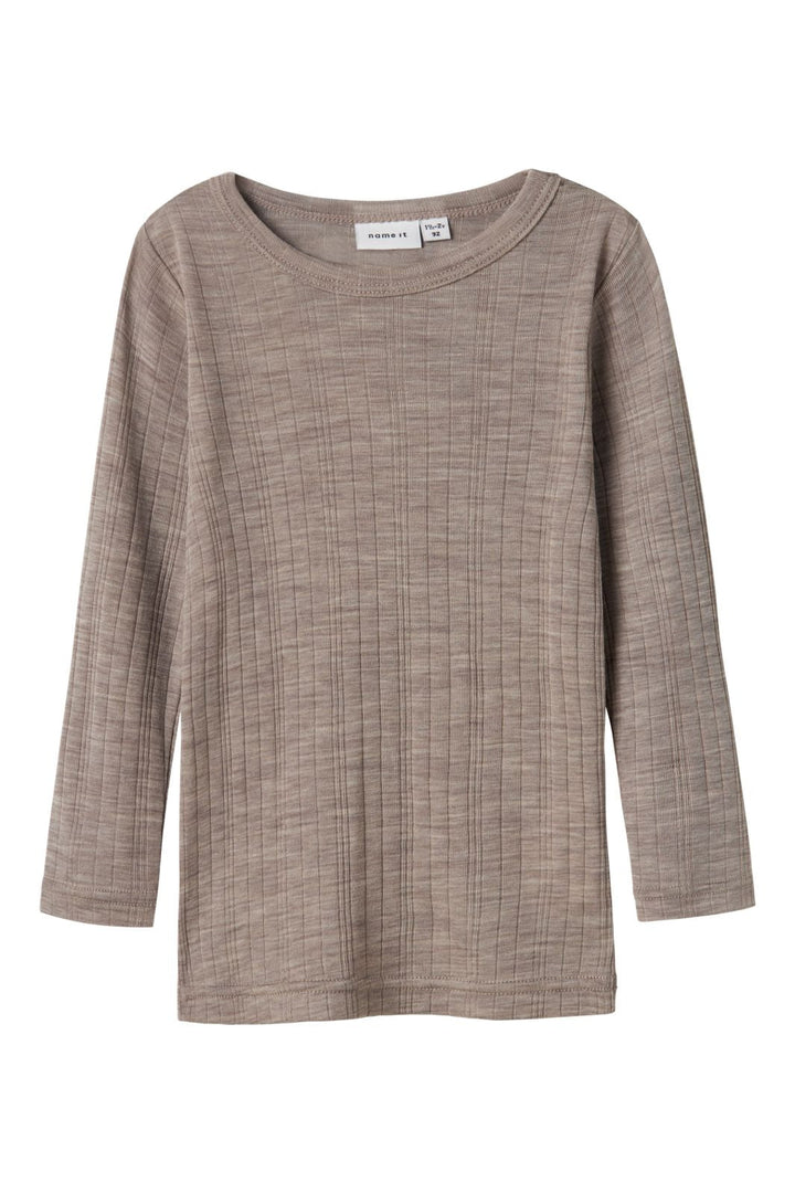 Name It - Nmmwang Wool Needle Ls Top Solid - 4737339 Satellite