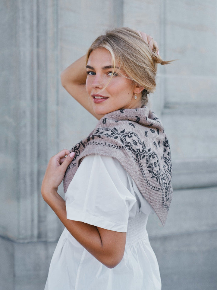 Neo Noir - Adelina Paisley Knit Scarf 169506 - 976 - Beige Melange Tørklæder 