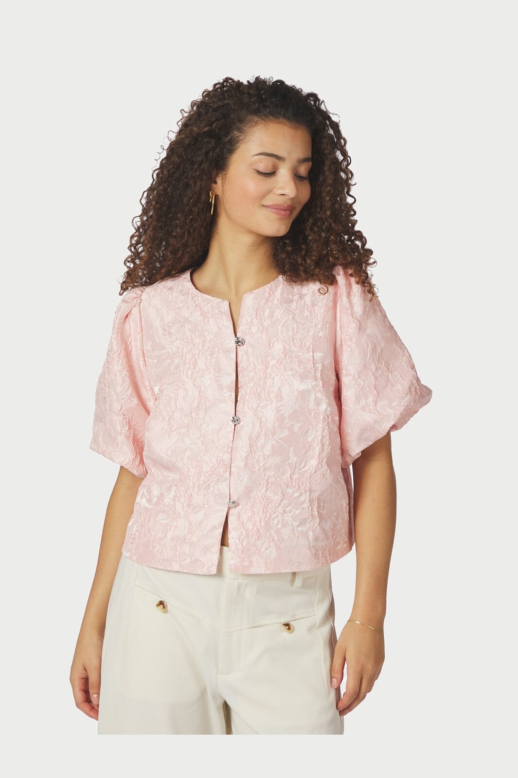 Neo Noir - Aisa Soft Brocade Blouse 168844 - 754 - Light Pink