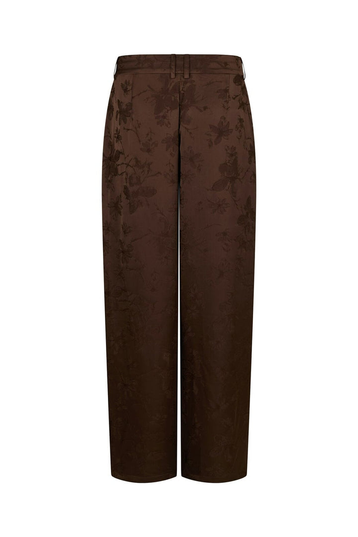 Neo Noir - Allie Floral Satin Pants 171185 - 676 - Dark Brown
