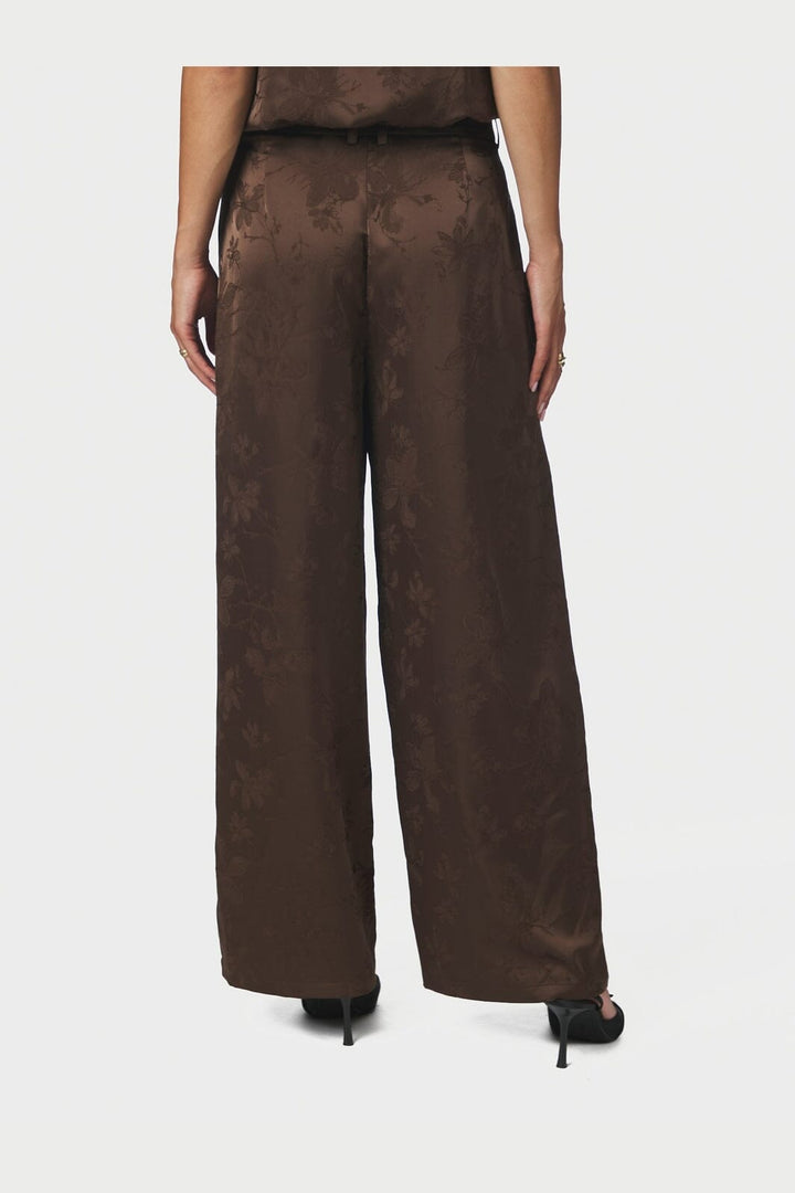 Neo Noir - Allie Floral Satin Pants 171185 - 676 - Dark Brown