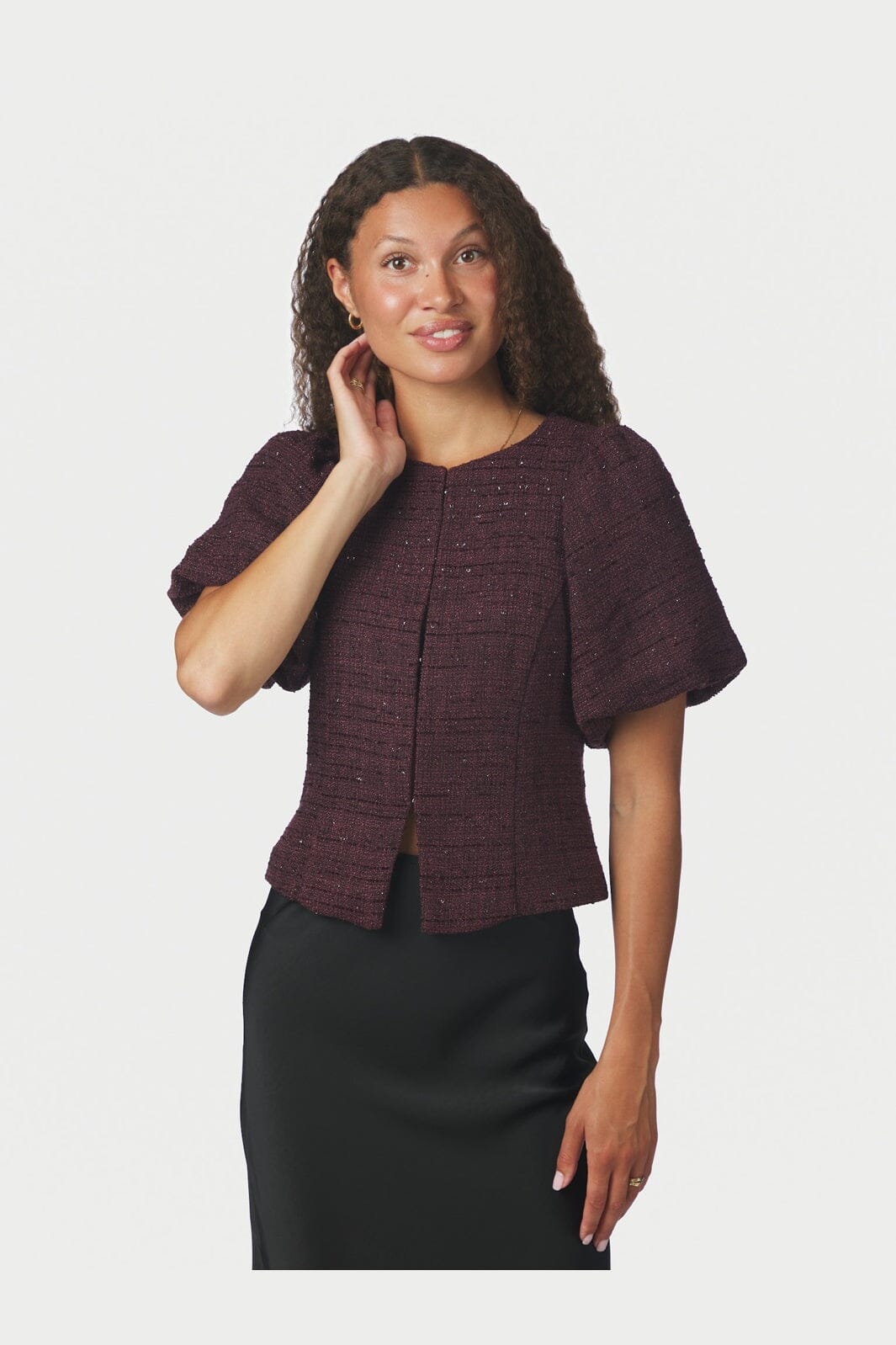 Neo Noir - Anela Boucle Glitz Blouse 170360 - 682 - Wine
