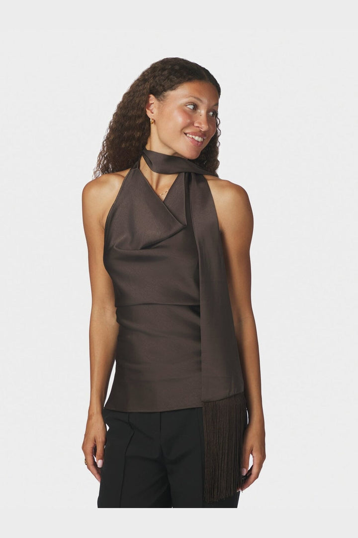 Neo Noir - Annelu Heavy Sateen Top 170288 - 676 - Dark Brown