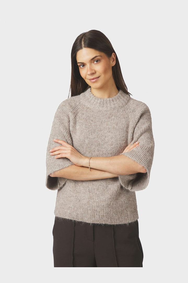 Neo Noir - Bandi Fluffy Knit Blouse 168190 - 976 - Beige Melange