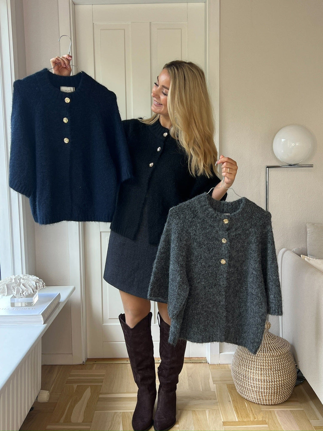 Neo Noir - Benuta Fluffy Knit Cardigan 165816 - 141 - Navy Cardigans 