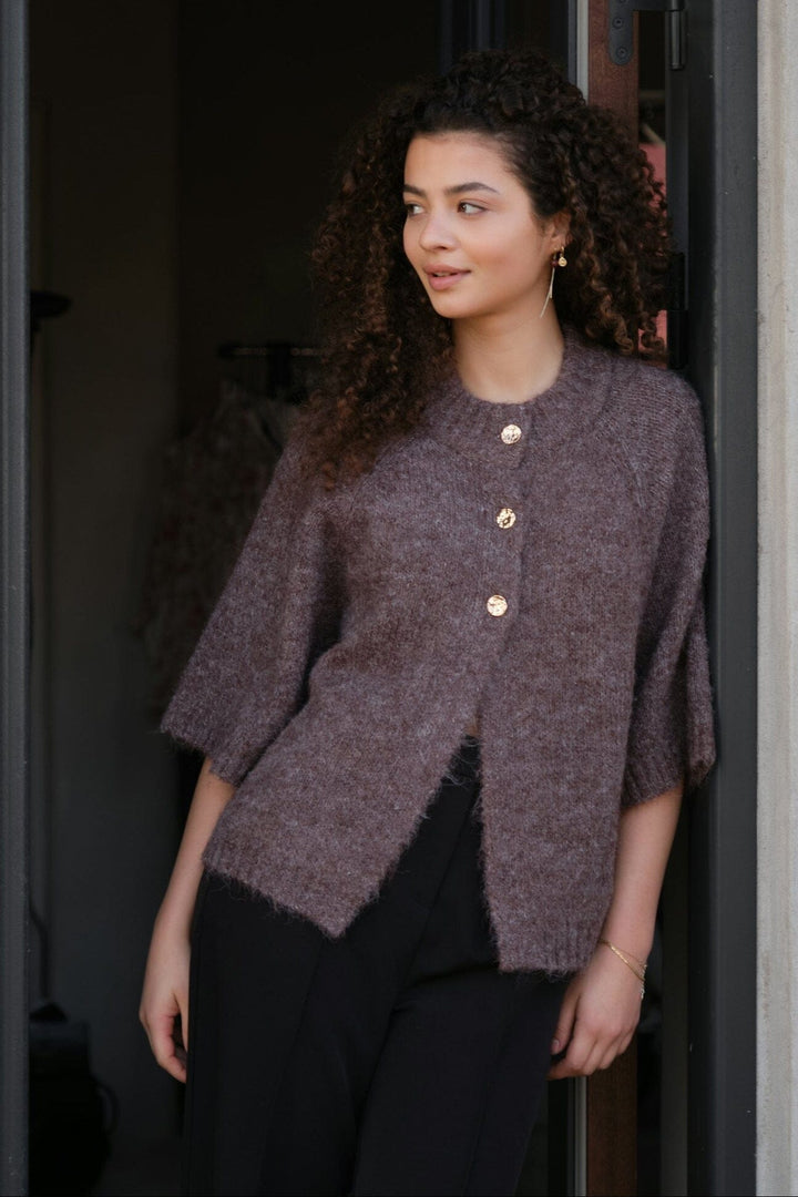 Neo Noir - Benuta Fluffy Knit Cardigan 165816 - 928 - Light Brown Cardigans 