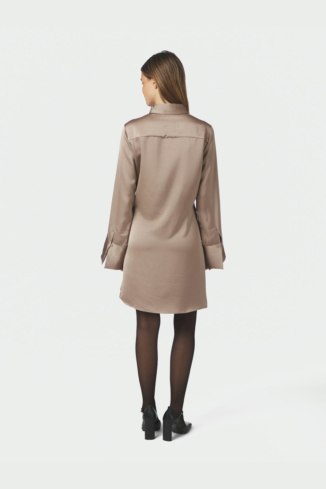 Neo Noir - Biria Heavy Sateen Dress 166792 - 811 - Dark Taupe