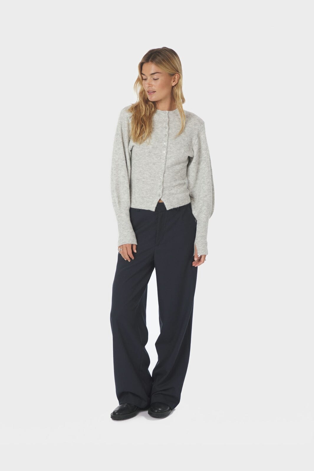Neo Noir - Briano Soft Knit Cardigan 167196 - 103 - Light Grey Melange