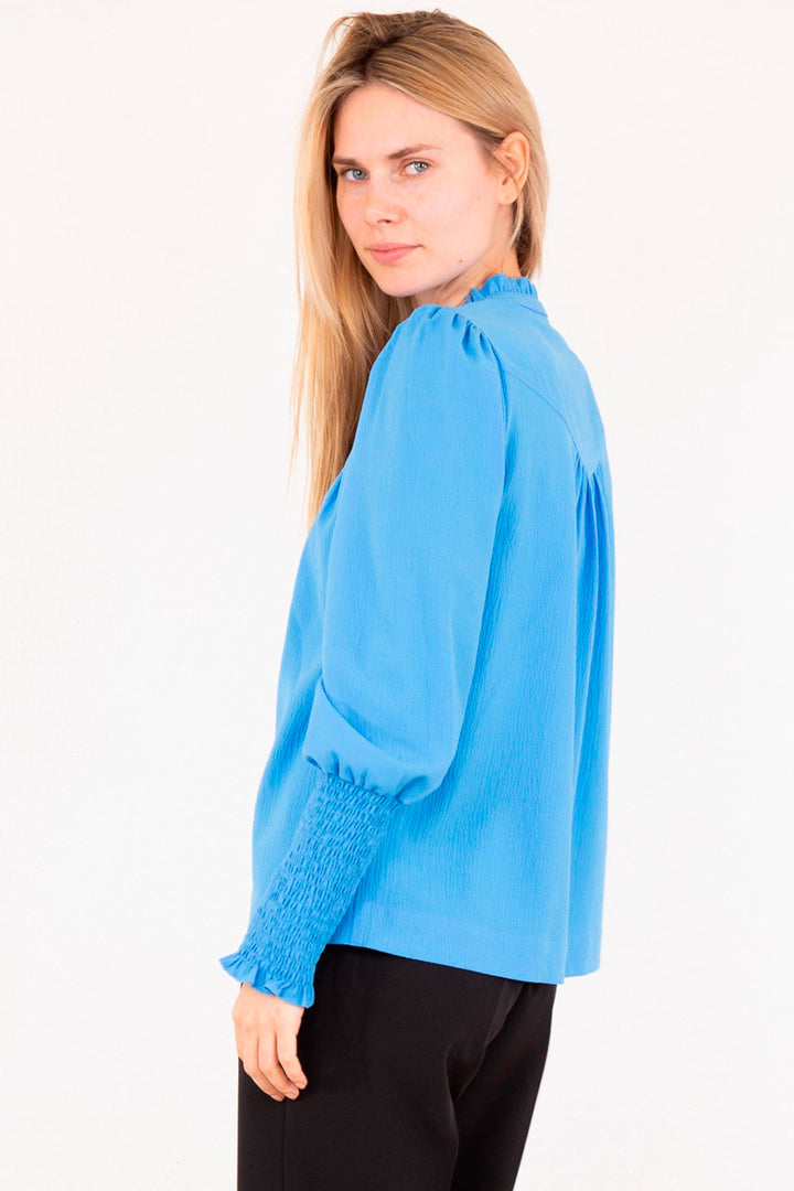 Neo Noir - Camisa Solid Blouse - Blue Skjorter 