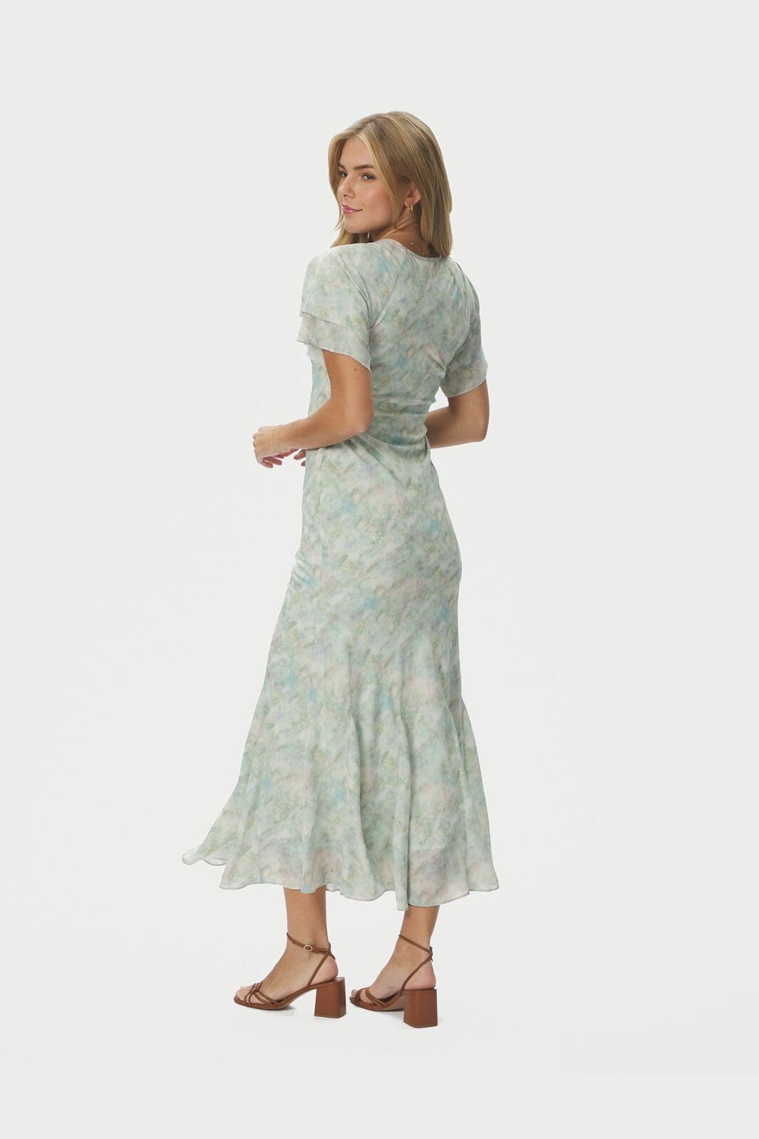 Neo Noir - Celesse Print Chiffon Dress 167704 - 154 - Light Green