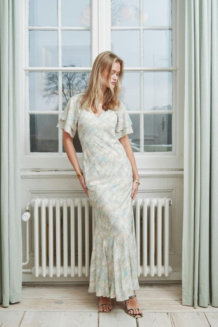 Neo Noir - Celesse Print Chiffon Dress 167704 - 154 - Light Green