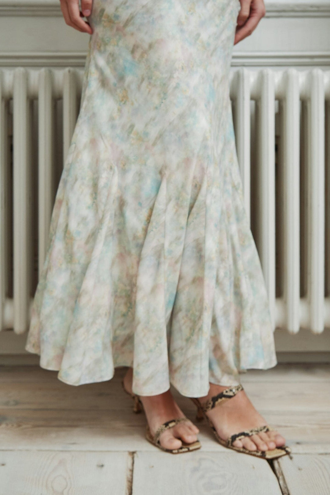 Neo Noir - Celesse Print Chiffon Dress 167704 - 154 - Light Green Kjoler 