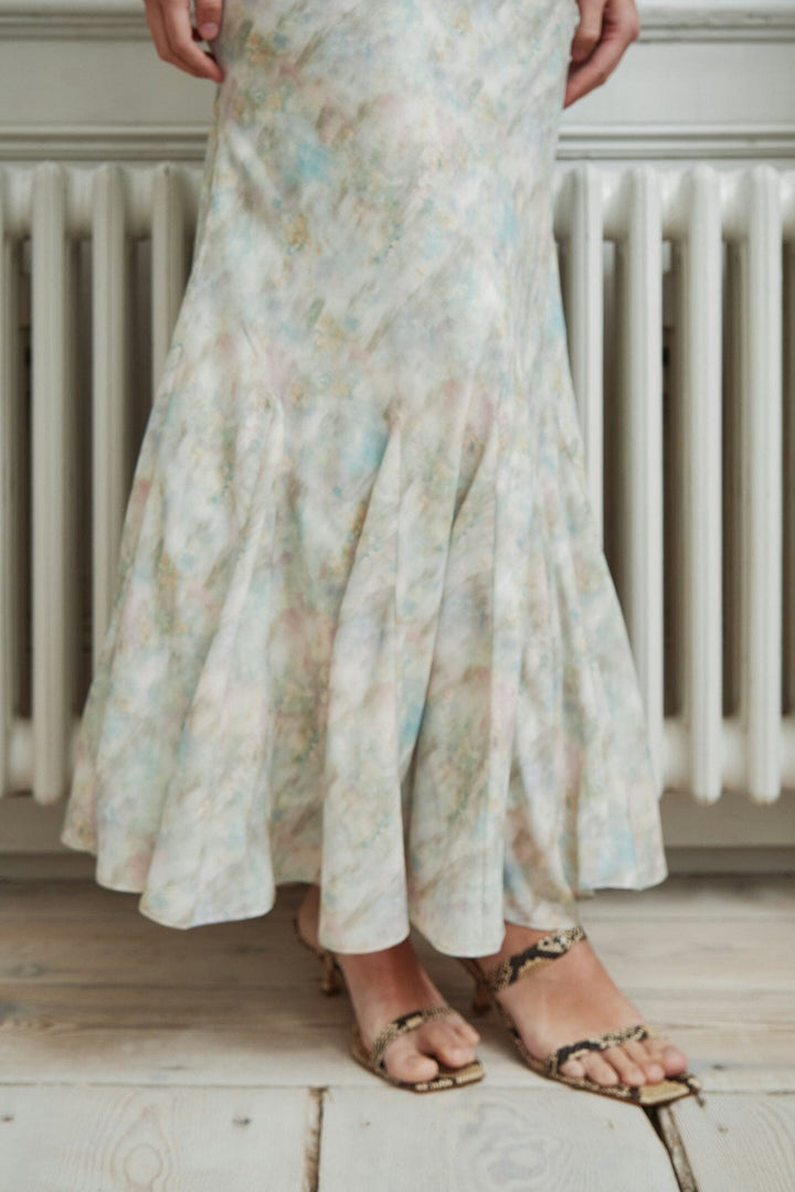 Neo Noir - Celesse Print Chiffon Dress 167704 - 154 - Light Green Kjoler 