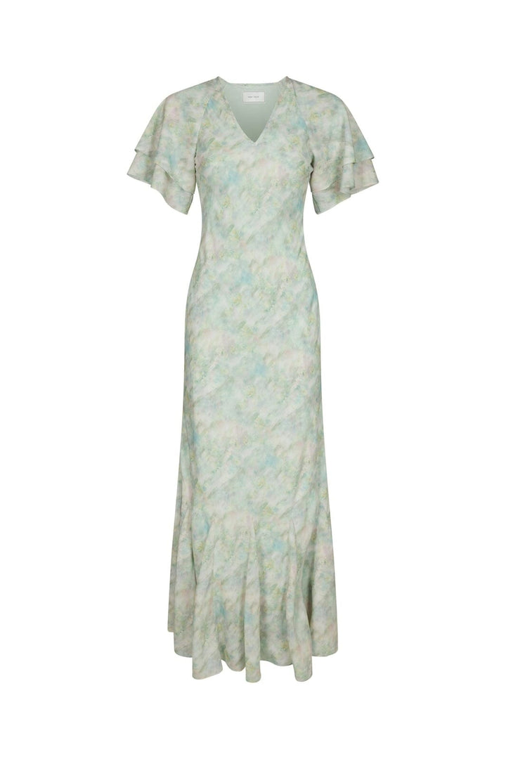 Neo Noir - Celesse Print Chiffon Dress 167704 - 154 - Light Green