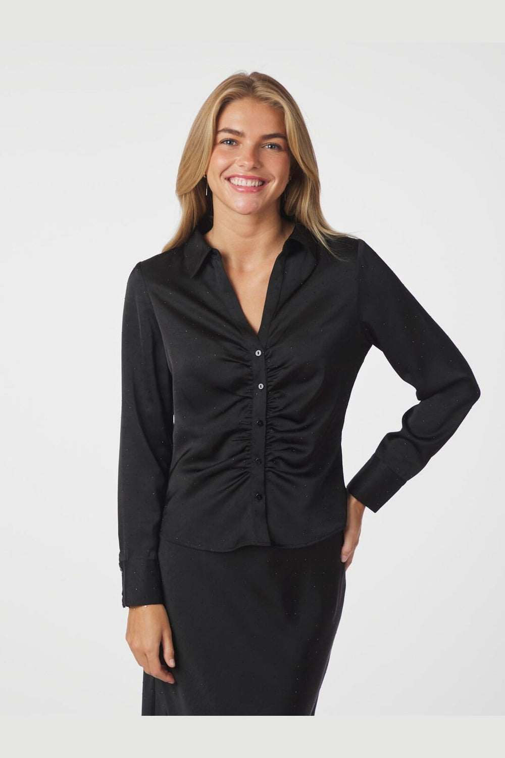 Neo Noir - Christy Heavy Sateen Bedaz Shirt 166892 - 100 - Black