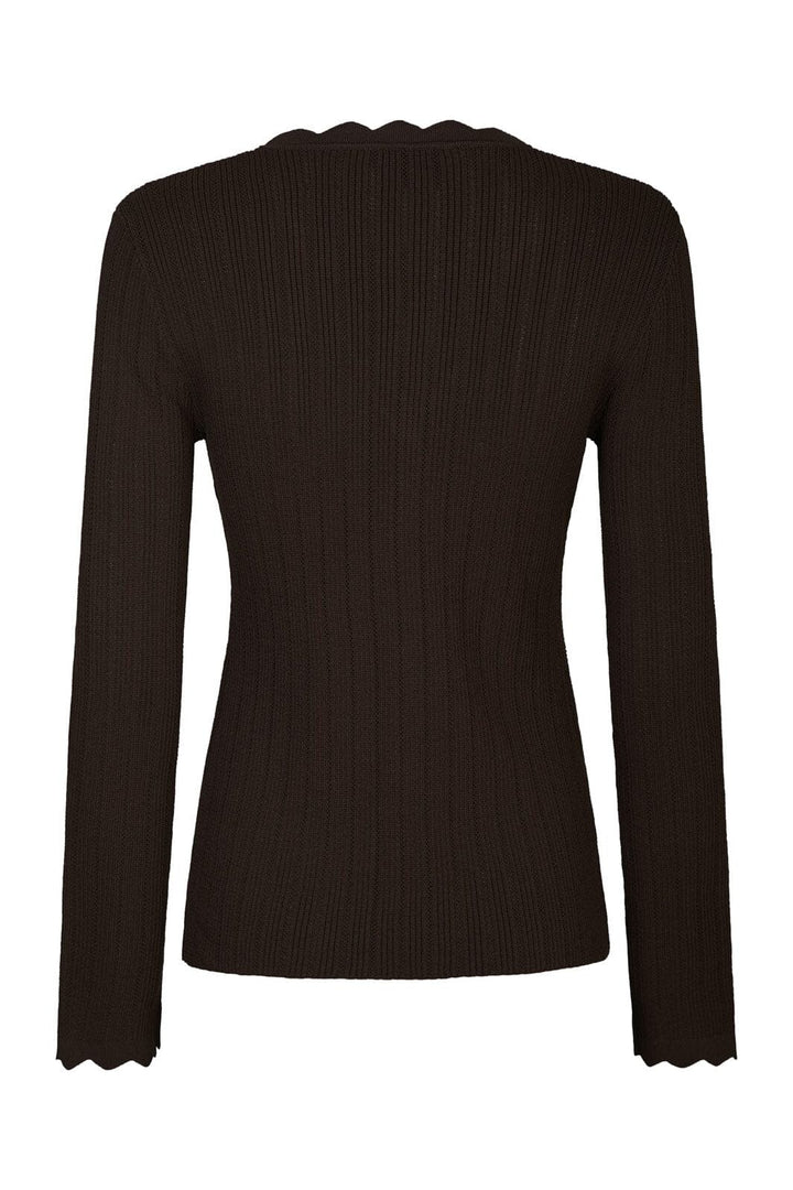Neo Noir - Clara Stitch Knit Blouse 164484 - 676 - Dark Brown