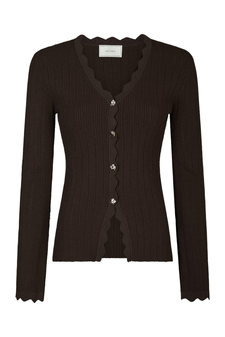 Neo Noir - Clara Stitch Knit Blouse 164484 - 676 - Dark Brown