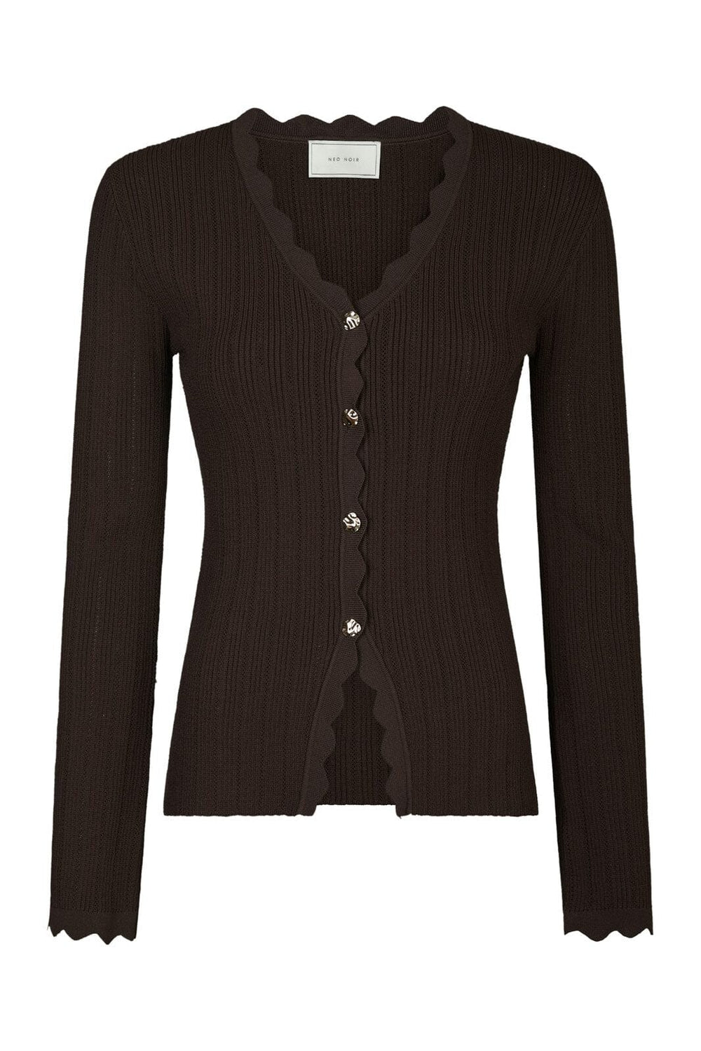 Neo Noir - Clara Stitch Knit Blouse 164484 - 676 - Dark Brown