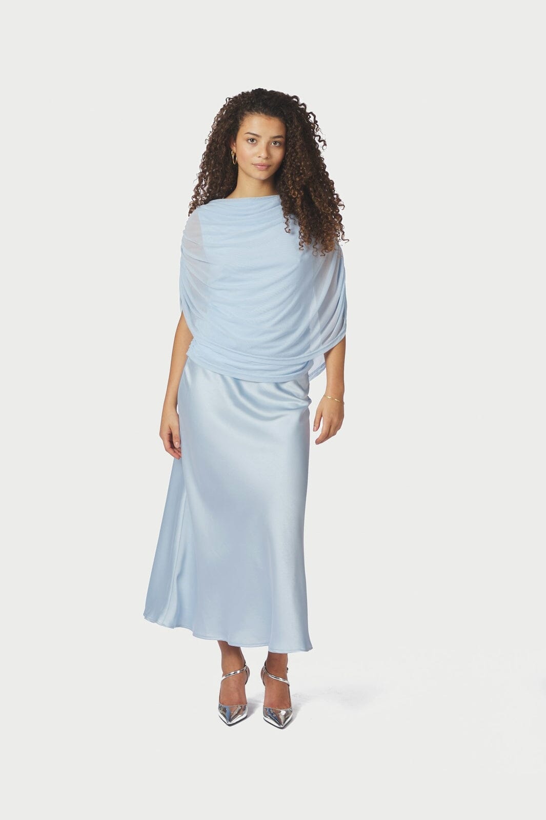 Neo Noir - Cottuna Drapy Mesh Top 167205 - 145 - Light Blue