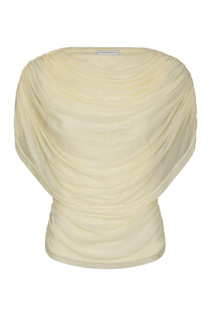 Neo Noir - Cottuna Drapy Mesh Top 167205 - 191 - Light Yellow