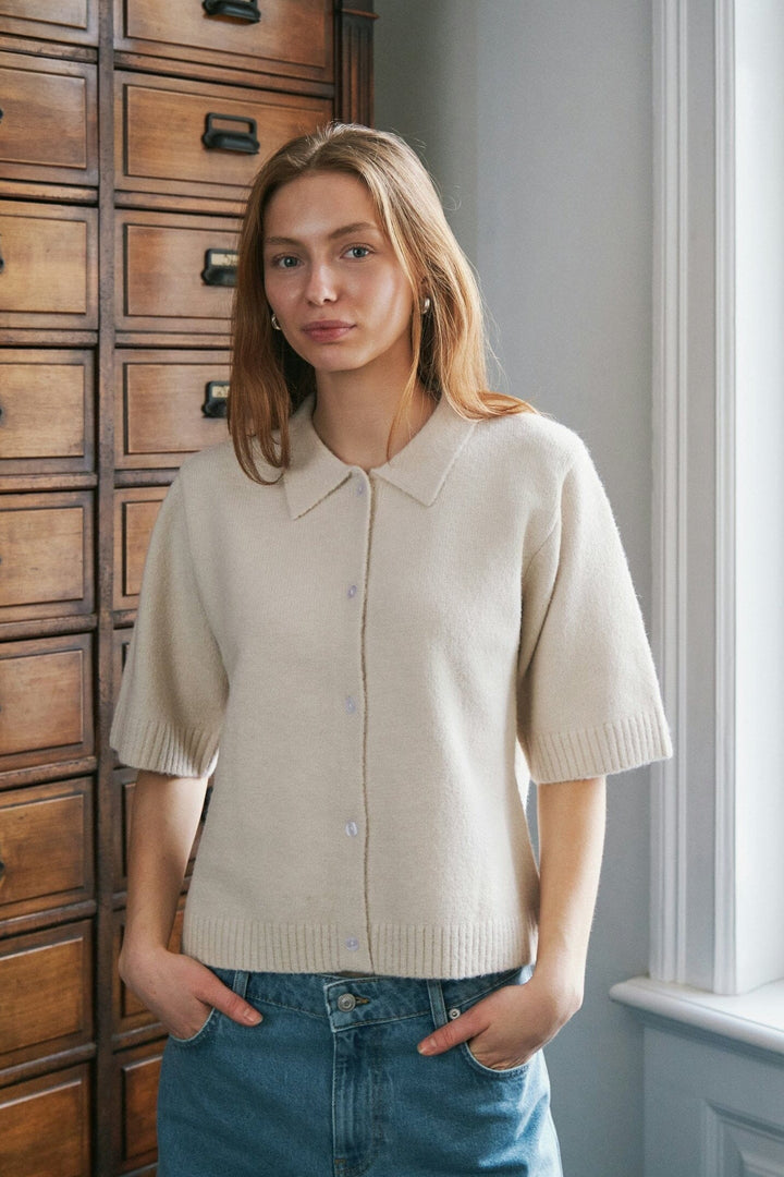 Neo Noir - Cunna Knit Blouse 166251 - 124 - Ivory Bluser 