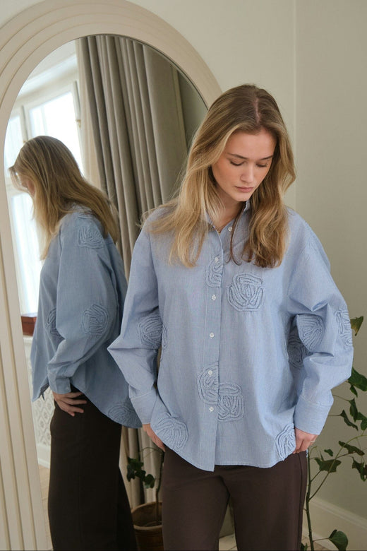 Neo Noir - Dalma Dori Mini Stripe Shirt 167460 - 140 - Blue Skjorter 