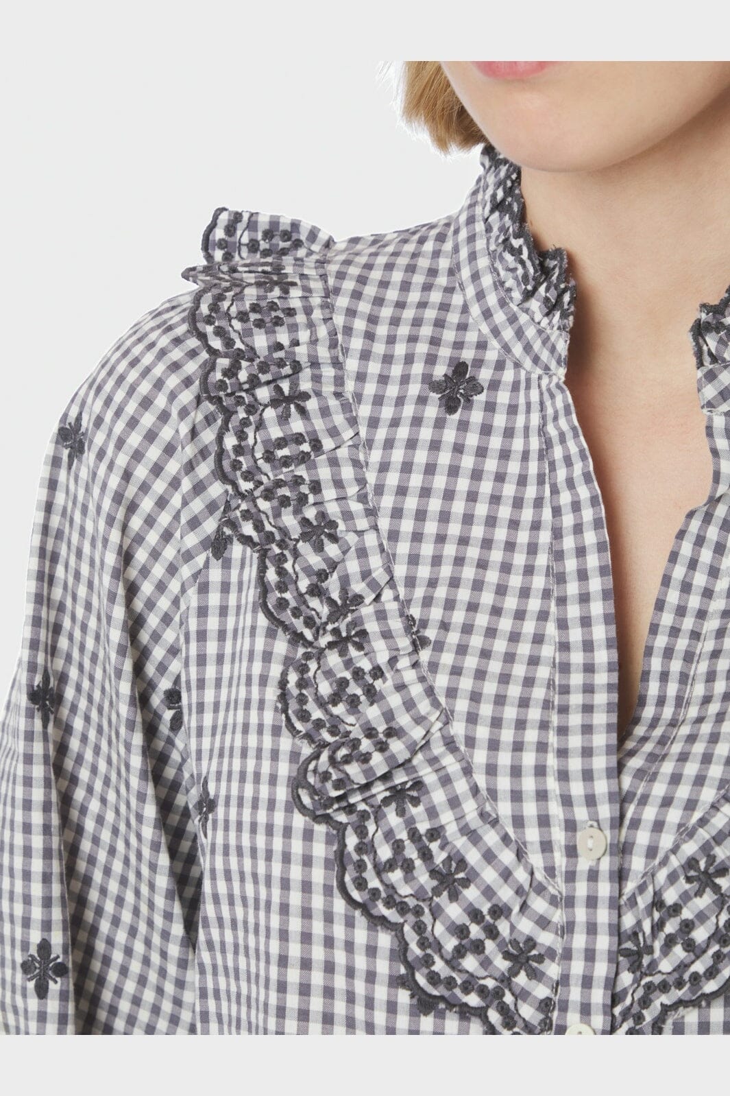 Neo Noir - Degas Check Blouse 169831 - 130 - Grey