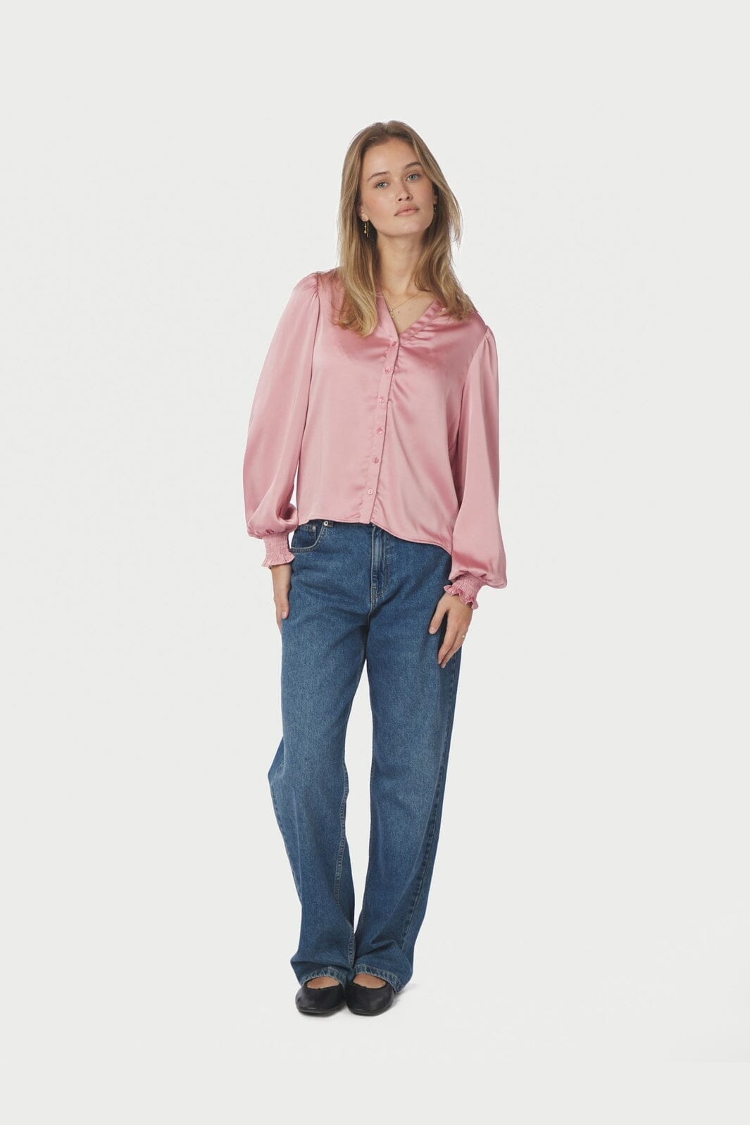 Neo Noir - Delsie Drapy Sateen Blouse 167479 - 754 - Light Pink