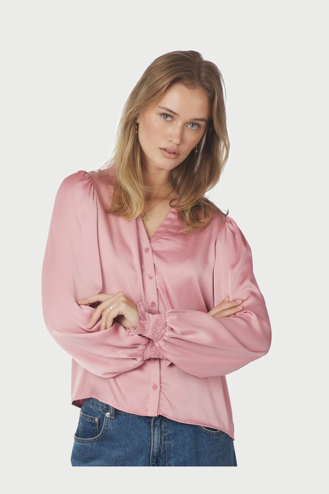 Neo Noir - Delsie Drapy Sateen Blouse 167479 - 754 - Light Pink